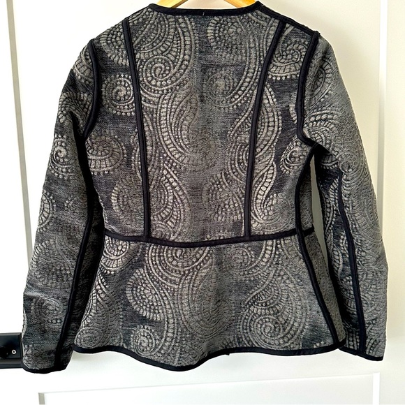 Trimdin Charcoal Velvet Jacquard Floral Print Reversible Zip Jacket Size… - Picture 5 of 7